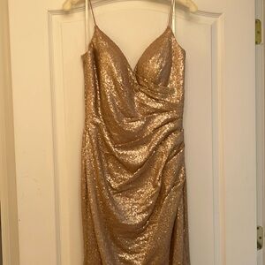 Bari Jay Gold Sequin Bridesmaid Dress